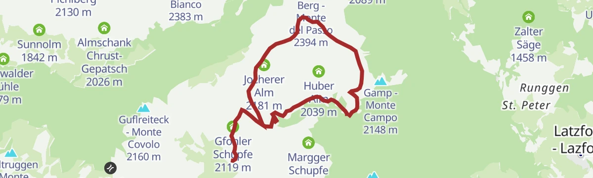 Route map: Kaseregg - Saltner Hütte – Stöfflhütte – Kaseregg